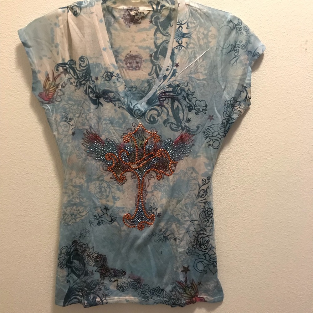 Guess jeweled cross T-shirt